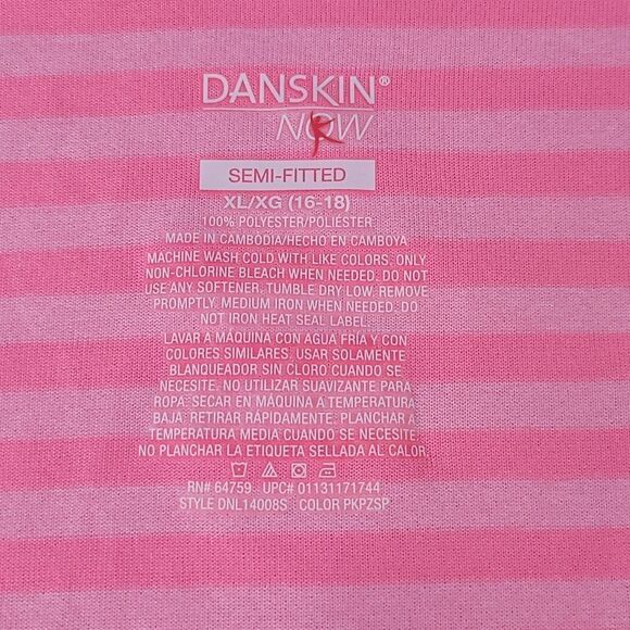 🔺️Danskin Neon Pink Striped Vneck Athletic Top XLarge - Picture 8 of 8